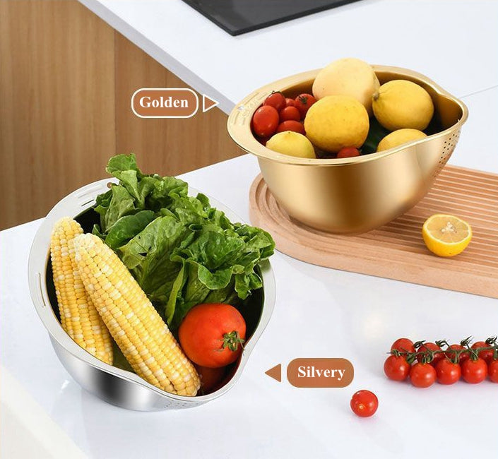 Free Shipping Integrated Washing & Drainage Stainless Steel Rice Vegetable Fruit Washing Basin