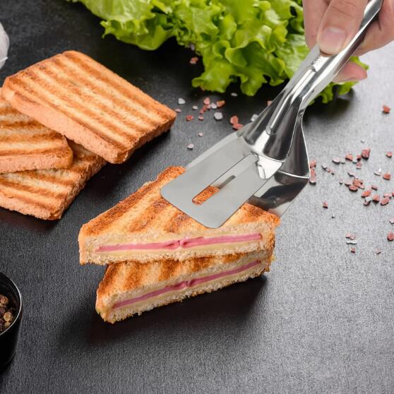 Free Shipping Stainless Steel Frying Shovel Clip Multifunctional Steak BBQ Tongs Frying Fish Spatula Clip Bread Clip Household Kitchen Tool