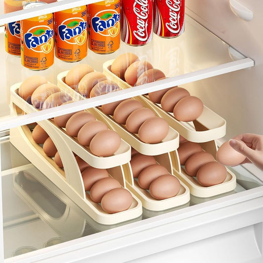 Free Shipping Home Kitchen Rolling Egg Holder Storage Container 2 Tier Space Saving Rolling Egg Dispenser Detachable