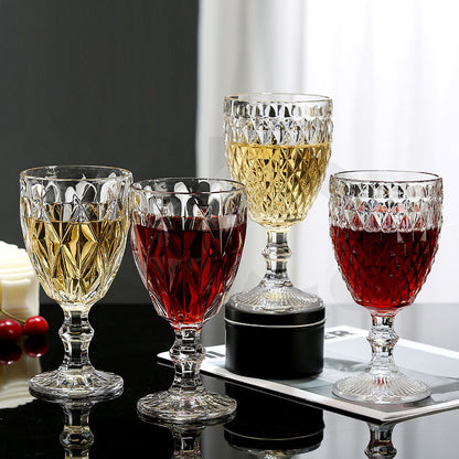 Parties Wedding Shatterproof Luxury 300ml Carved Relief Juice Water Glass Crystal Wine Glasses