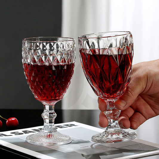 Parties Wedding Shatterproof Luxury 300ml Carved Relief Juice Water Glass Crystal Wine Glasses