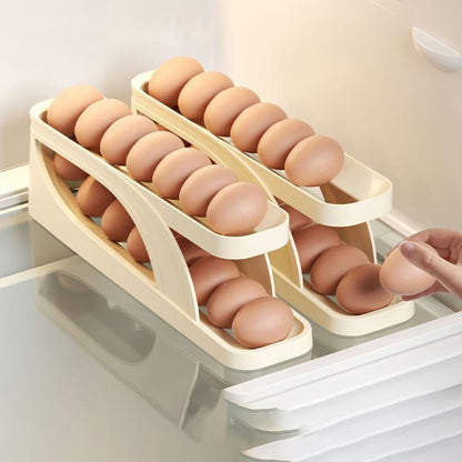 Free Shipping Home Kitchen Rolling Egg Holder Storage Container 2 Tier Space Saving Rolling Egg Dispenser Detachable